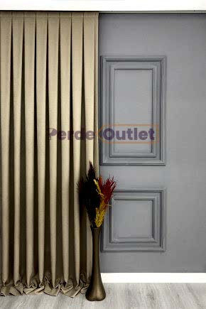 Bej Rengi Düz Fon Perde