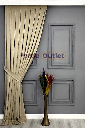 Bej Rengi Düz Fon Perde