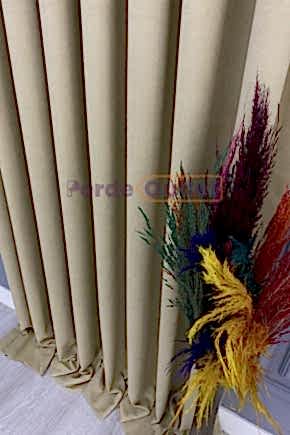 Bej Rengi Düz Fon Perde