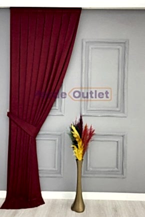 Hazır Bordo Düz Fon Perde