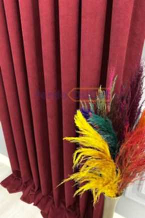 Hazır Bordo Düz Fon Perde