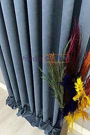 Hazır İndigo Mavisi Düz Fon Perde