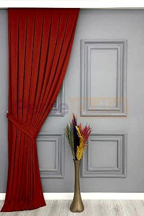 Kırmızı Düz Fon Perde