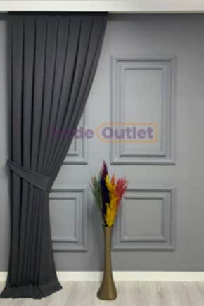 Füme Koyu Gri Düz Fon Perde