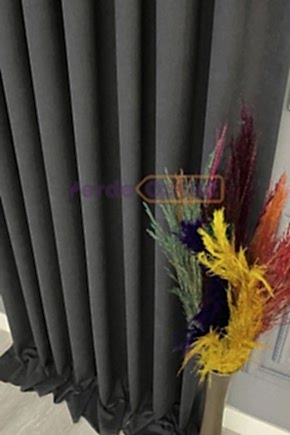 Füme Hazır Koyu Gri Düz Fon Perde