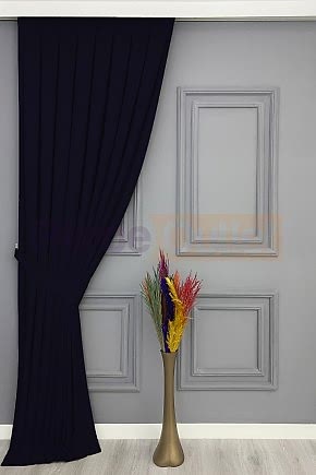 Koyu Lacivert Düz Fon Perde