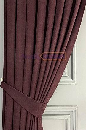 Hazır Mürdüm Düz Fon Perde