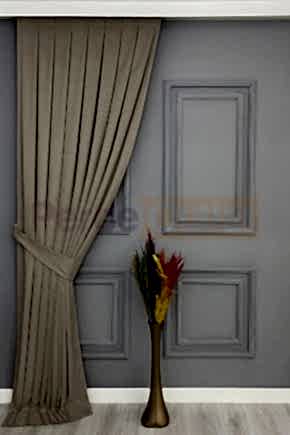 Taş Rengi Düz Fon Perde