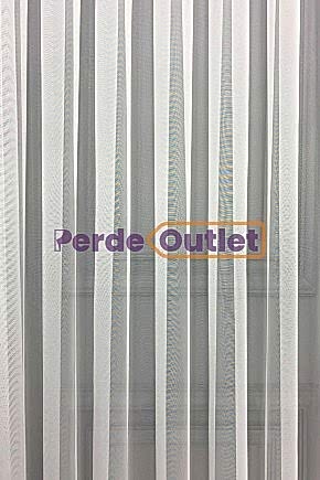 Hazır Ekru Etek İşlemeli Düz Tül Perde