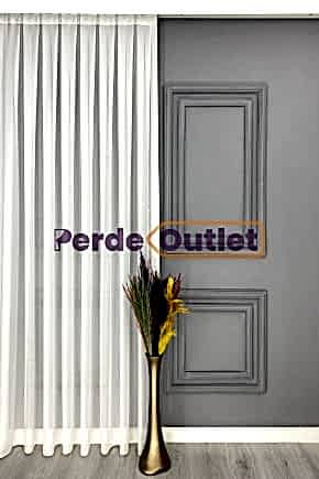 Hazır Ekru Kareli Düz Tül Perde