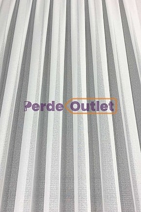 Hazır Ekru Kareli Düz Tül Perde