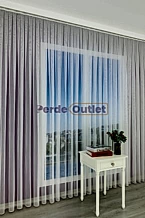 Hazır Ekru Keten Kırçıllı Düz Tül Perde