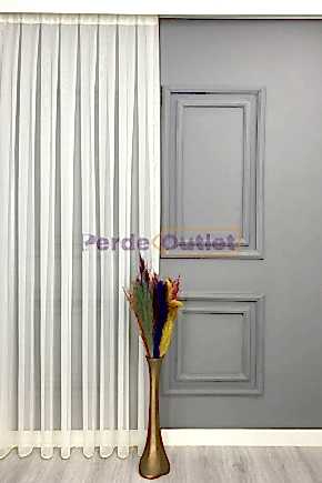 Hazır Krem Düz Tül Perde