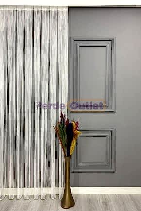 Ekru Çizgili Tül Perde