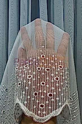 Ekru Etek İşlemeli Düz Tül Perde