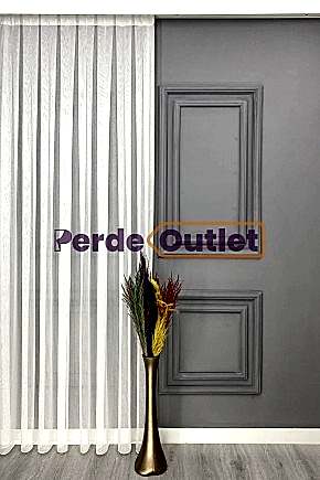 Ekru İnce Düz Çizgili Tül Perde