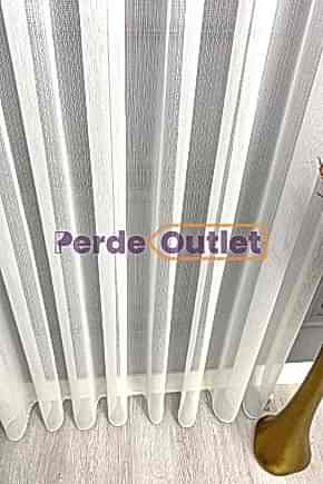 Ekru İnce Düz Çizgili Tül Perde