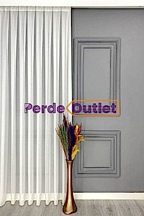 Ekru Kareli Düz Tül Perde