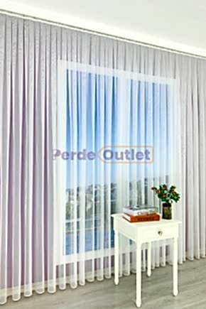 Ekru Keten Kırçıllı Düz Tül Perde