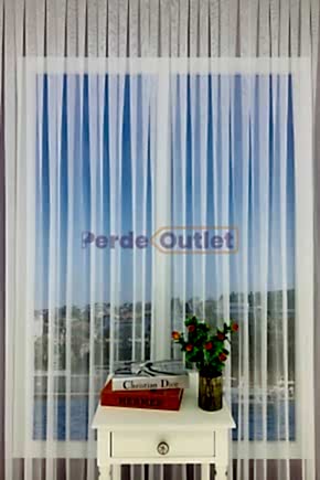 Ekru Keten Kırçıllı Düz Tül Perde