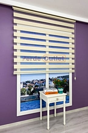 Bej Rengi Bambu Zebra Perde