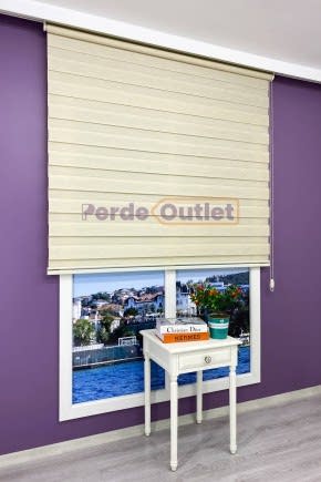 Bej Rengi Bambu Zebra Perde