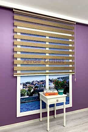 Kahverengi Bambu Zebra Perde