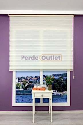 Krem Düz Zebra Perde