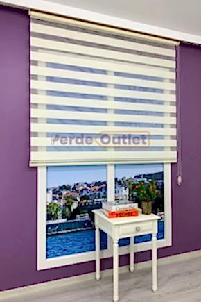 Krem Düz Zebra Perde