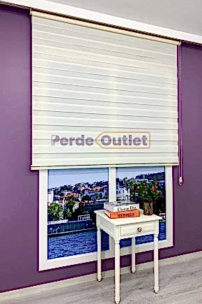 Krem Düz Zebra Perde