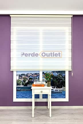 Krem Geniş Plise Pileli Zebra Perde