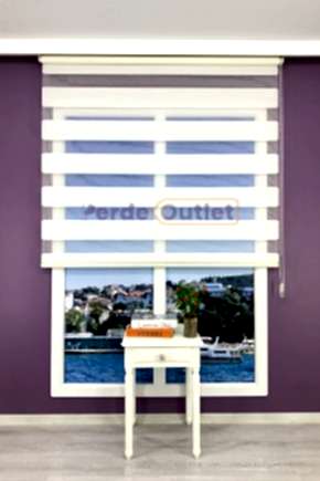 Krem Geniş Plise Pileli Zebra Perde