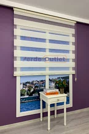 Krem Geniş Plise Pileli Zebra Perde