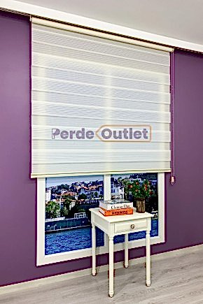 Krem Geniş Plise Pileli Zebra Perde