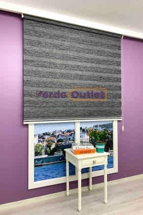 Siyah Gri Kırçıllı Bambu Zebra Perde