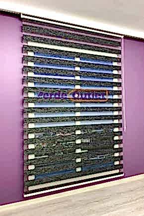 Siyah Gri Kırçıllı Bambu Zebra Perde