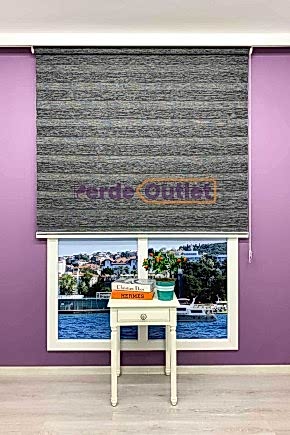 Siyah Gri Kırçıllı Bambu Zebra Perde